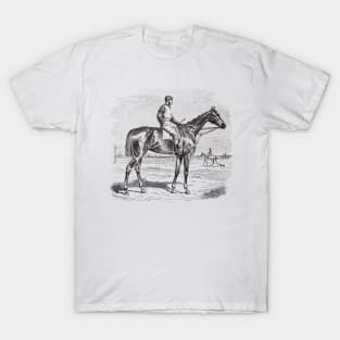 Thoroughbred Racehorse Black & White Illustration T-Shirt